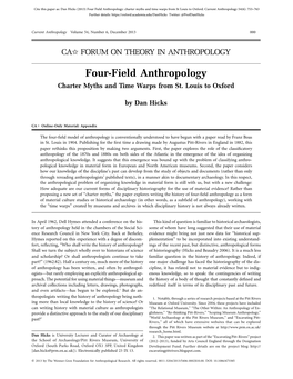 Four-Field Anthropology Charter Myths and Time Warps from St