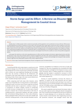Storm Surge and Its Effect- a Review on Disaster Management in Coastal Areas