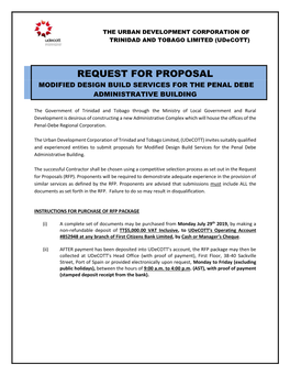 Request for Proposal for Modified Design Build Services for the Penal