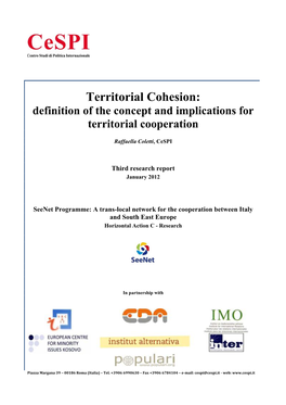 Territorial Cohesion: Definition of the Concept and Implications for Territorial Cooperation