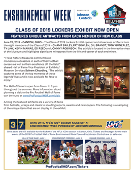 Class of 2019 Lockers Exhibit Now Open Features Unique Artifacts from Each Member of New Class