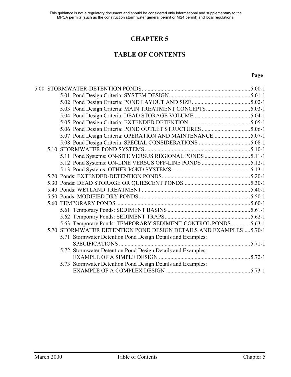 5.00 Storm Water Pond Systems