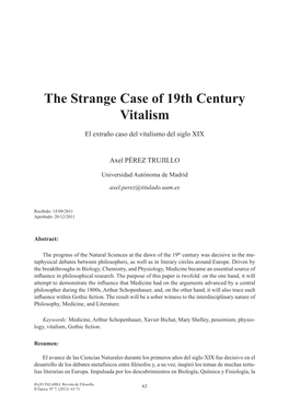 The Strange Case of 19Th Century Vitalism