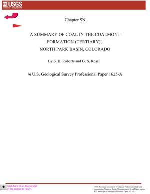 Chapter SN a SUMMARY of COAL in the COALMONT FORMATION
