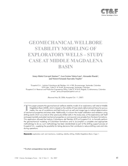 Geomechanical Wellbore Stability Modeling of Exploratory Wells – Study Case at Middle Magdalena Basin