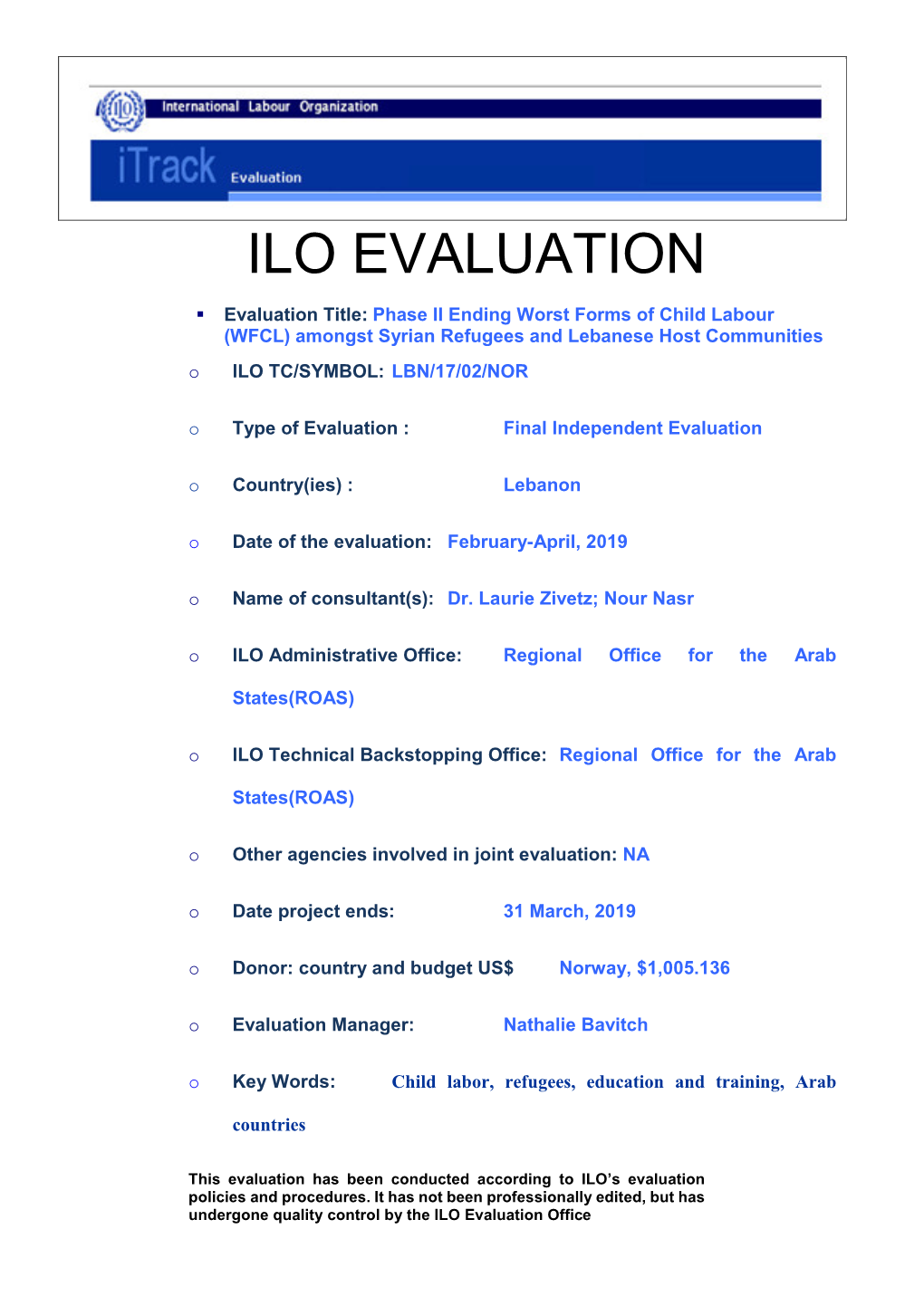 Ilo Evaluation