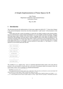 A Simple Implementation of Name Spaces for R