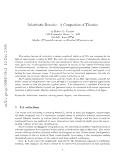 Relativistic Rotation: a Comparison of Theories