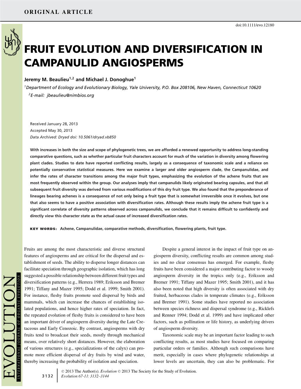 Fruit Evolution and Diversification in Campanulid Angiosperms