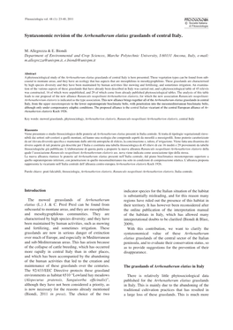 Syntaxonomic Revision of the Arrhenatherum Elatius Grasslands of Central Italy