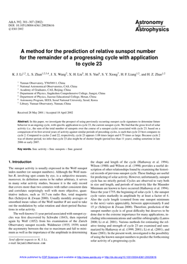 A Method for the Prediction of Relative Sunspot Number for the Remainder of a Progressing Cycle with Application to Cycle 23
