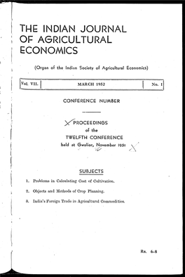 The Indian Journal of Agricu Tural Economics