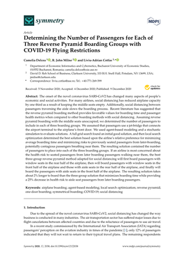 Determining the Number of Passengers for Each of Three Reverse Pyramid Boarding Groups with COVID-19 Flying Restrictions