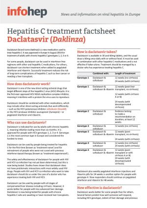 Hepatitis C Treatment Factsheet Daclatasvir (Daklinza)