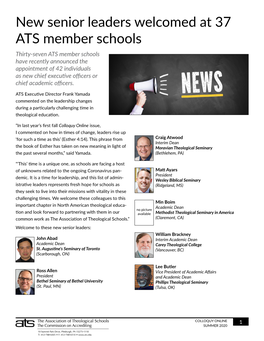 New Senior Leaders Welcomed at 37 ATS Member Schools