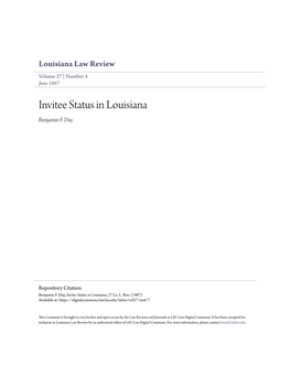 Invitee Status in Louisiana Benjamin F