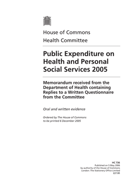 Public Expenditure on Health and Personal Social Services 2005