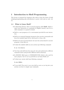 1 Introduction to Shell Programming