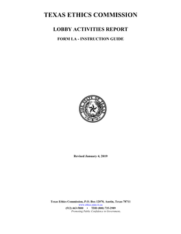 Texas Ethics Commission Lobby Activities Report