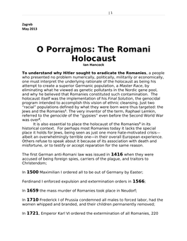 The Romani Holocaust Ian Hancock