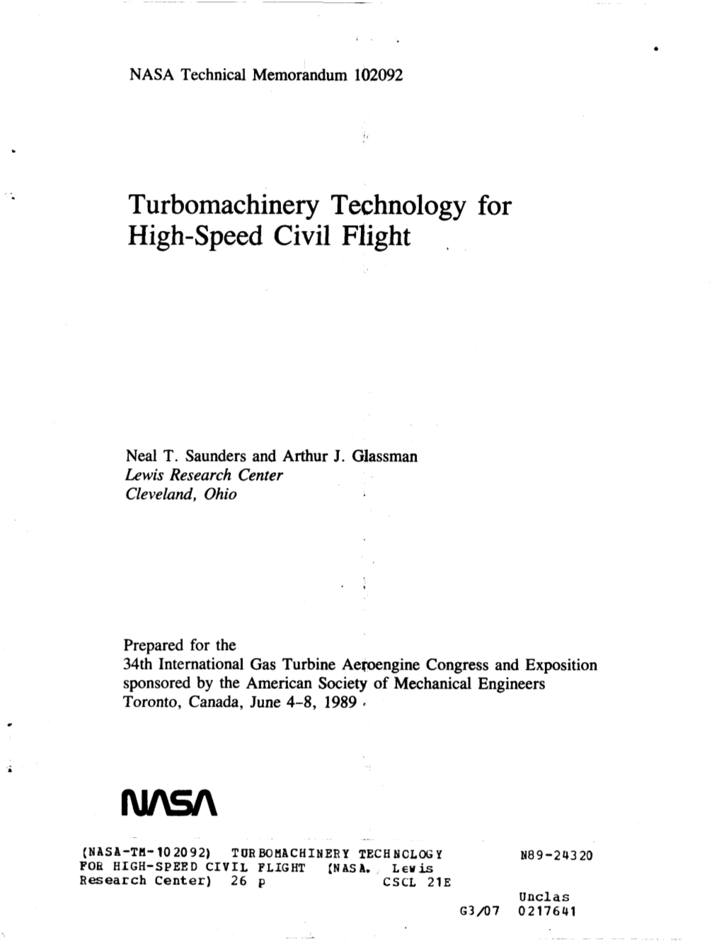 Turbomachinery Technology for High-Speed Civil Flight