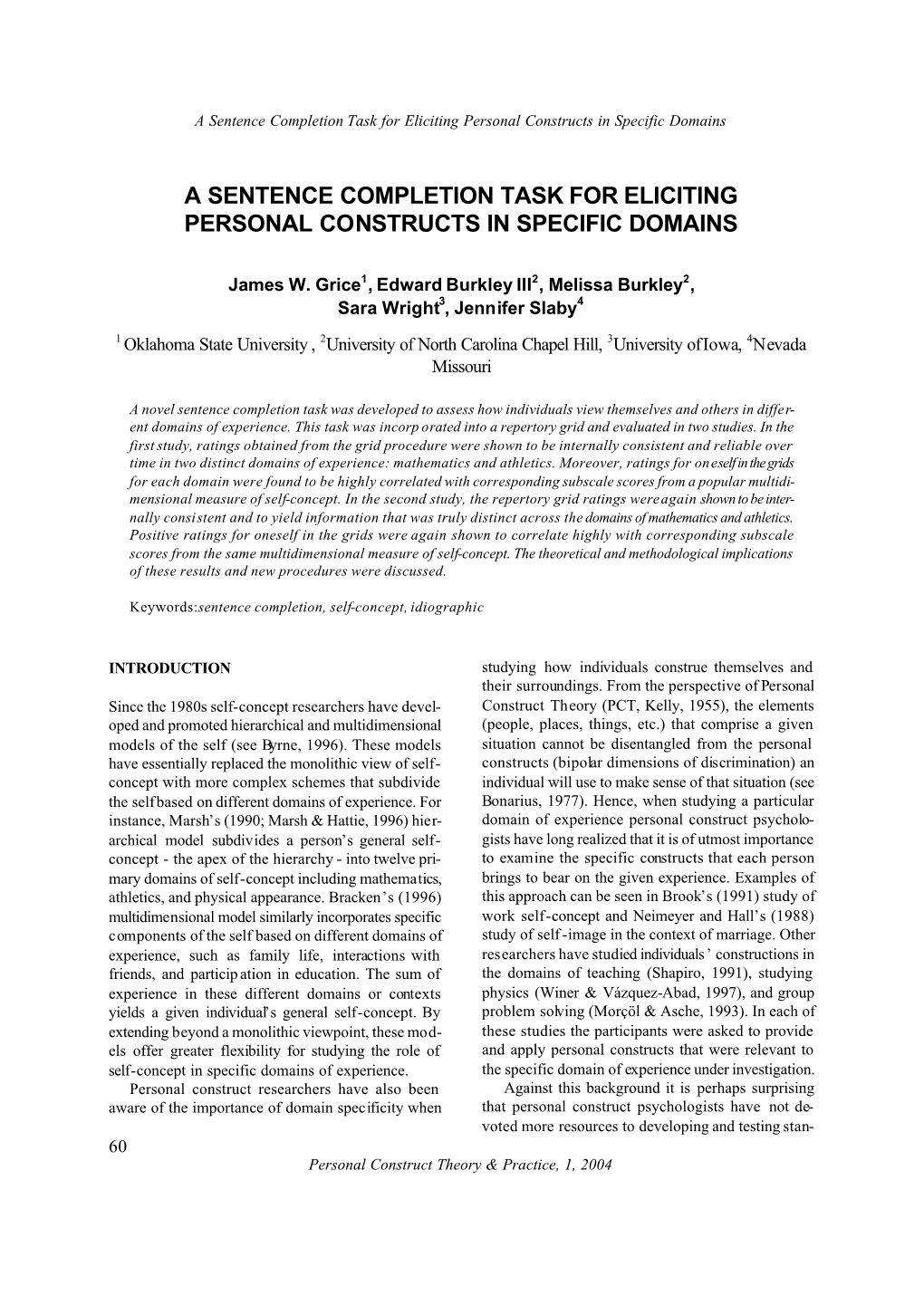 A Sentence Completion Task for Eliciting Personal Constructs in Specific Domains