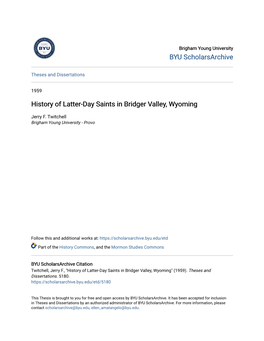History of Latter-Day Saints in Bridger Valley, Wyoming