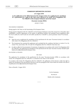 Commission Implementing Decision of 2 August 2018 on the Publication