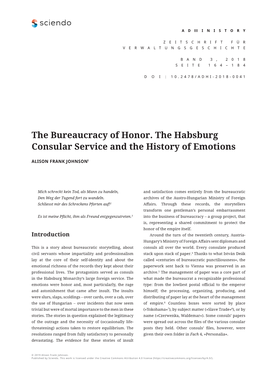The Bureaucracy of Honor. the Habsburg Consular Service and the History of Emotions