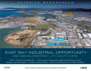 East Bay Industrial Opportunity 2380-2388 Williams Street + 1717 Doolittle Drive