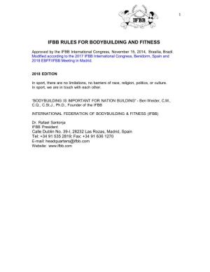 Ifbb Rules for Bodybuilding and Fitness