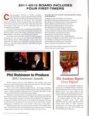 Phil Robinson to Produce 2011 Governors Awards the Academy Report
