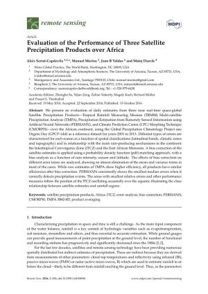 Evaluation of the Performance of Three Satellite Precipitation Products Over Africa