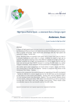 High Speed Rail in Spain - a Statement from a Foreign Expert