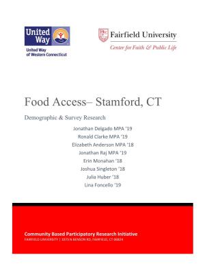 Food Access– Stamford, CT Demographic & Survey Research