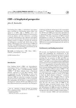 CBF---A Biophysical Perspective