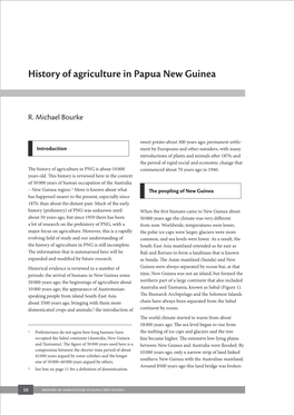 History of Agriculture in Papua New Guinea