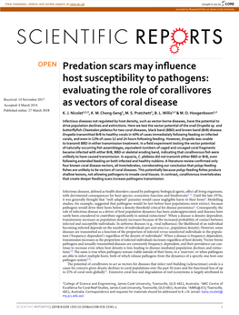 Predation Scars May Influence Host Susceptibility to Pathogens