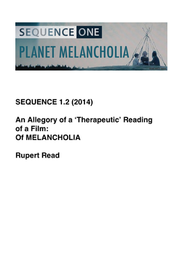 SEQUENCE 1.2 (2014) an Allegory of a 'Therapeutic' Reading of a Film