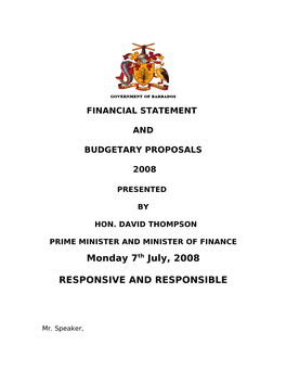 Financial Statement and Budgetary Proposals 2008