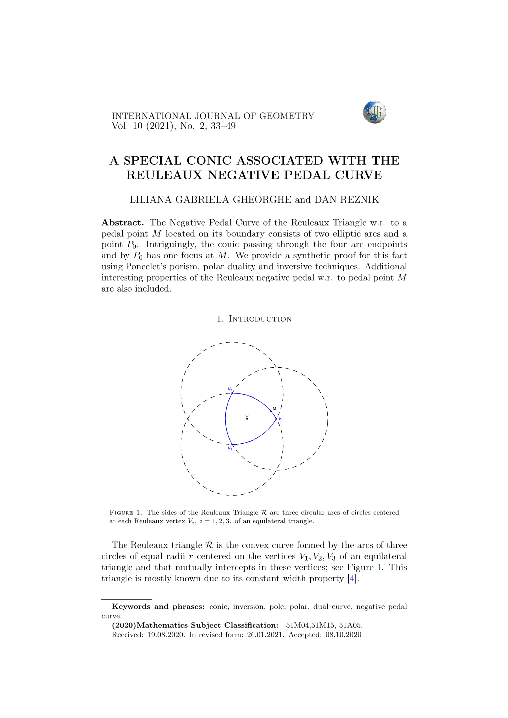 A Special Conic Associated with the Reuleaux Negative Pedal Curve