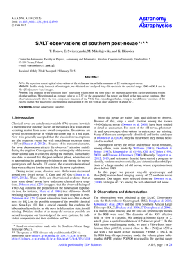SALT Observations of Southern Post-Novae⋆⋆⋆