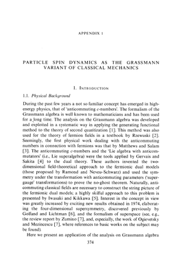 PARTICLE SPIN DYNAMICS AS the GRASSMANN VARIANT of CLASSICAL Mechanlcs