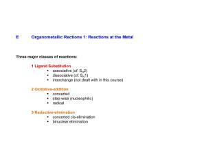 E Organometallic Rections 1: Reactions at the Metal