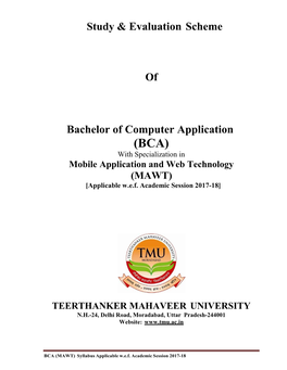 (BCA) with Specialization in Mobile Application and Web Technology (MAWT) [Applicable W.E.F