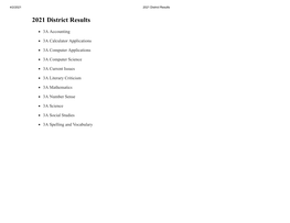 2021 District Results