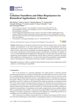 Cellulose Nanofibers and Other Biopolymers for Biomedical