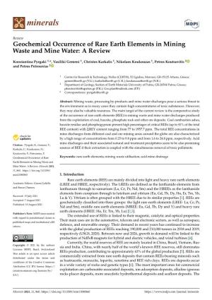Geochemical Occurrence of Rare Earth Elements in Mining Waste and Mine Water: a Review