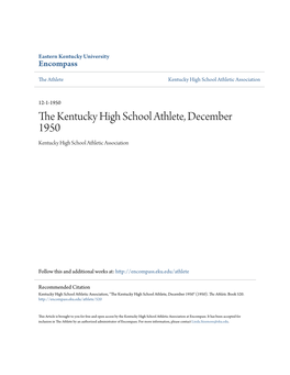 The Kentucky High School Athlete, December 1950 Kentucky High School Athletic Association