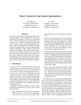 Binary Translation Using Peephole Superoptimizers